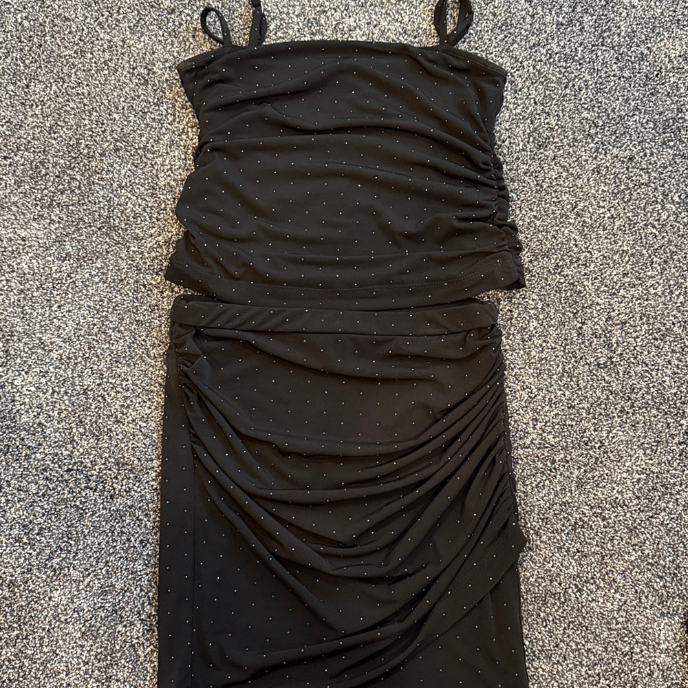 Black Ruched Set  with Spaghetti Straps